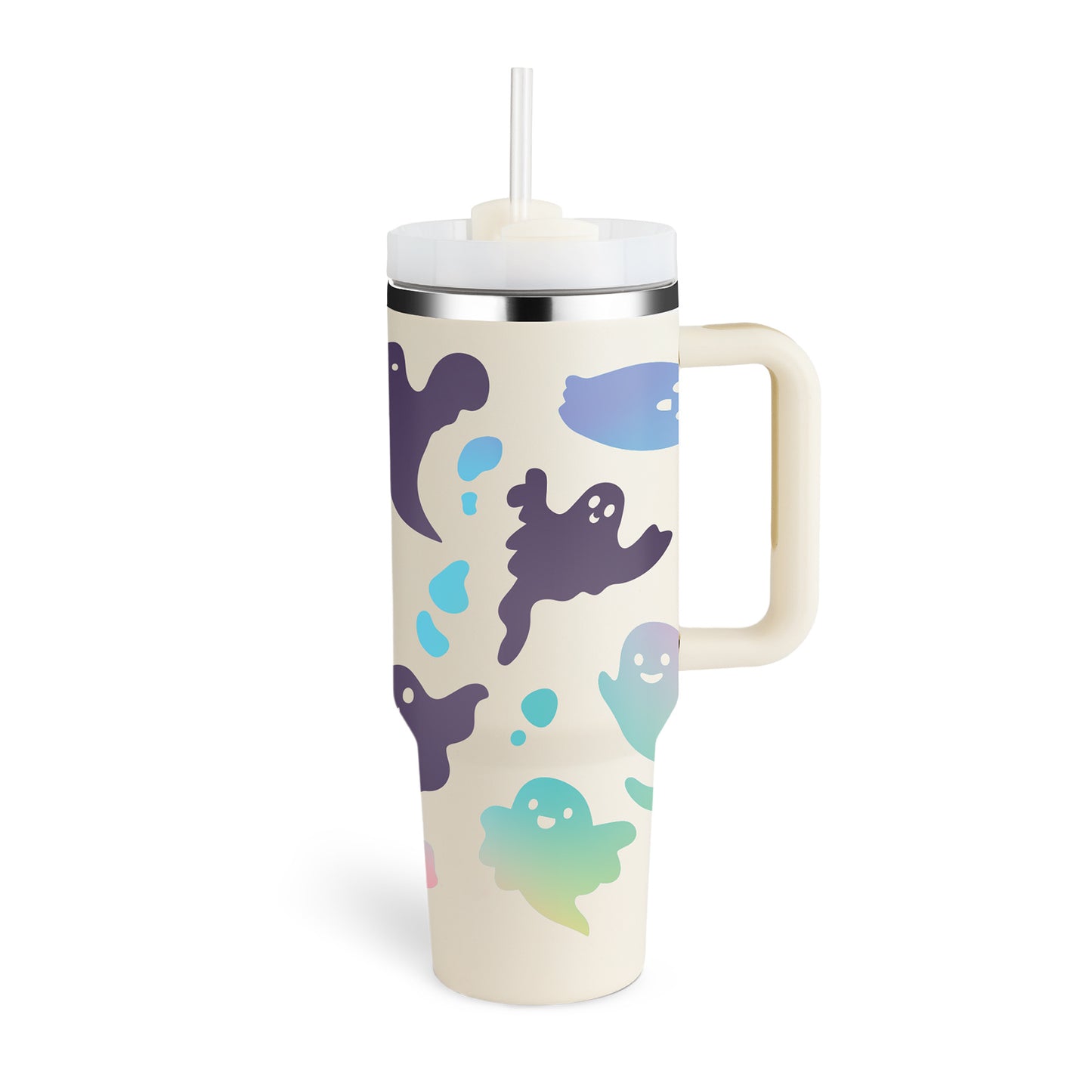 Insulated 40 Oz Tumbler With Handle & Straw
