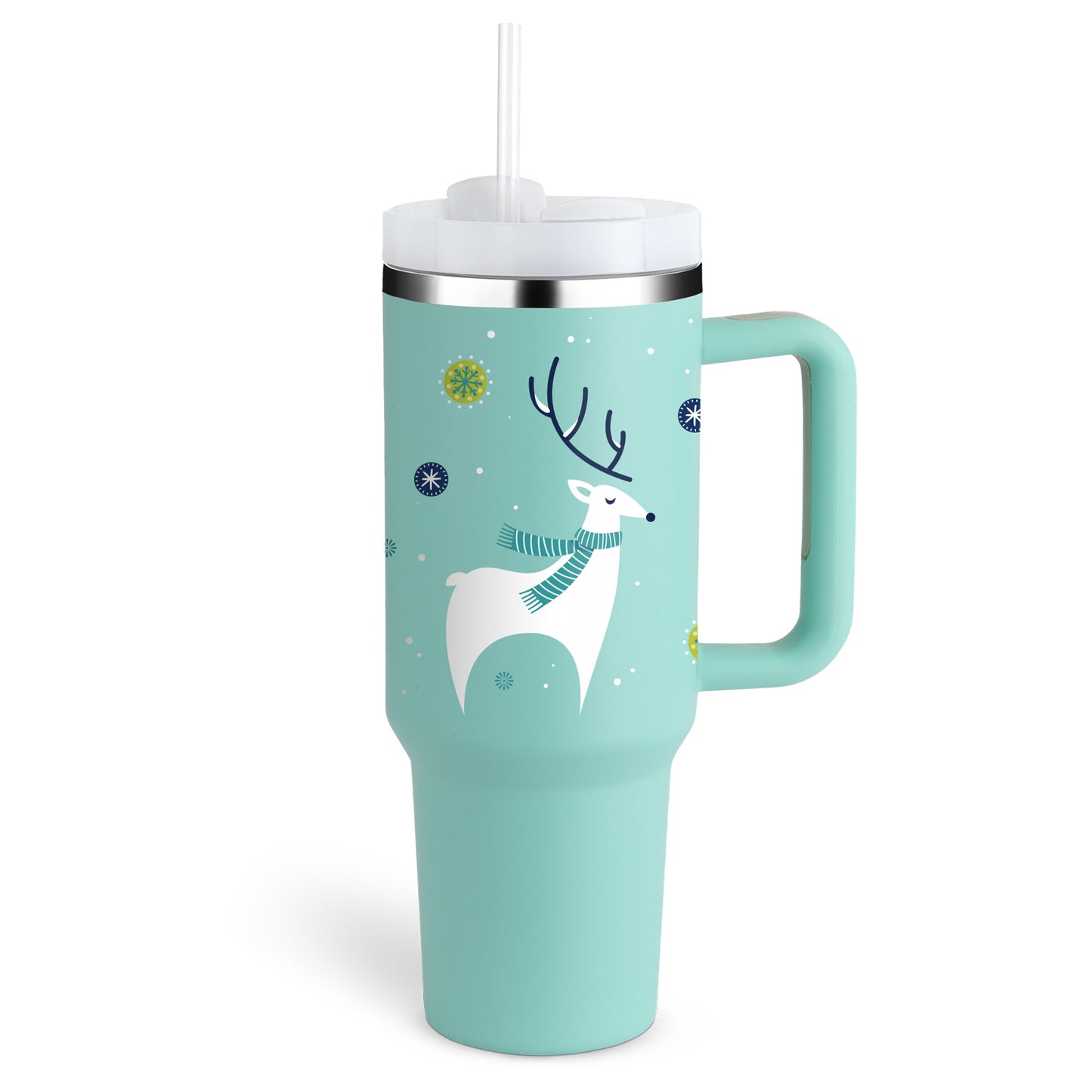 Insulated 40 Oz Tumbler With Handle & Straw