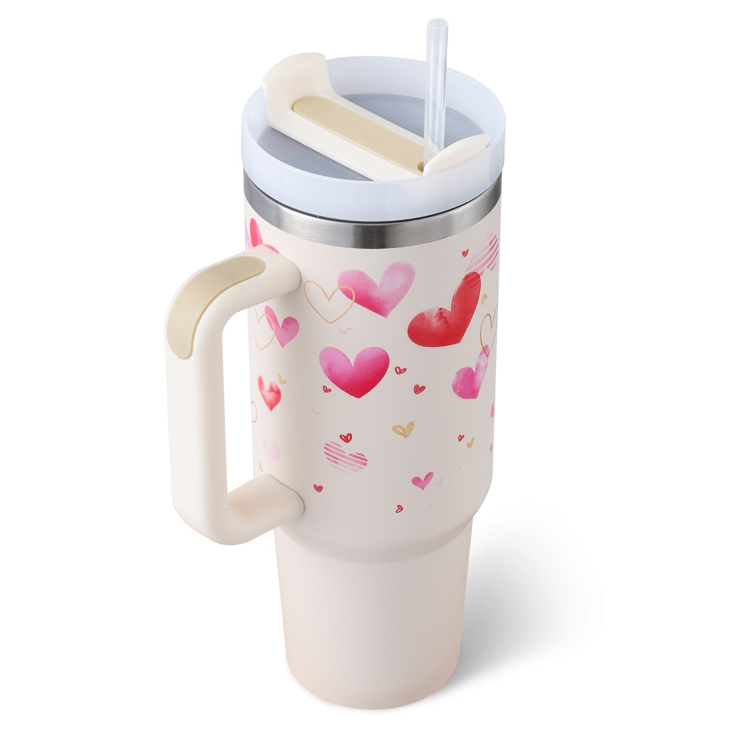 Insulated 40 Oz Tumbler With Handle & Straw