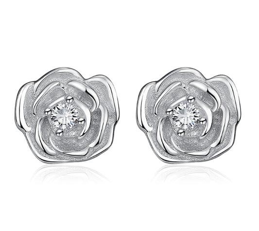 Silver Rose Earrings