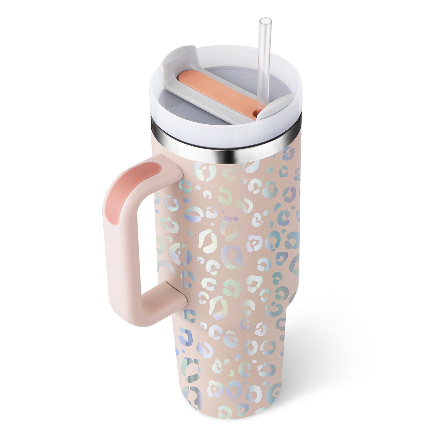 Insulated 40 Oz Tumbler With Handle & Straw