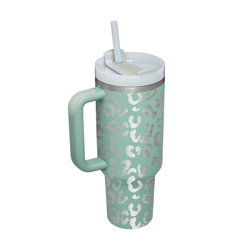 Insulated 40 Oz Tumbler With Handle & Straw