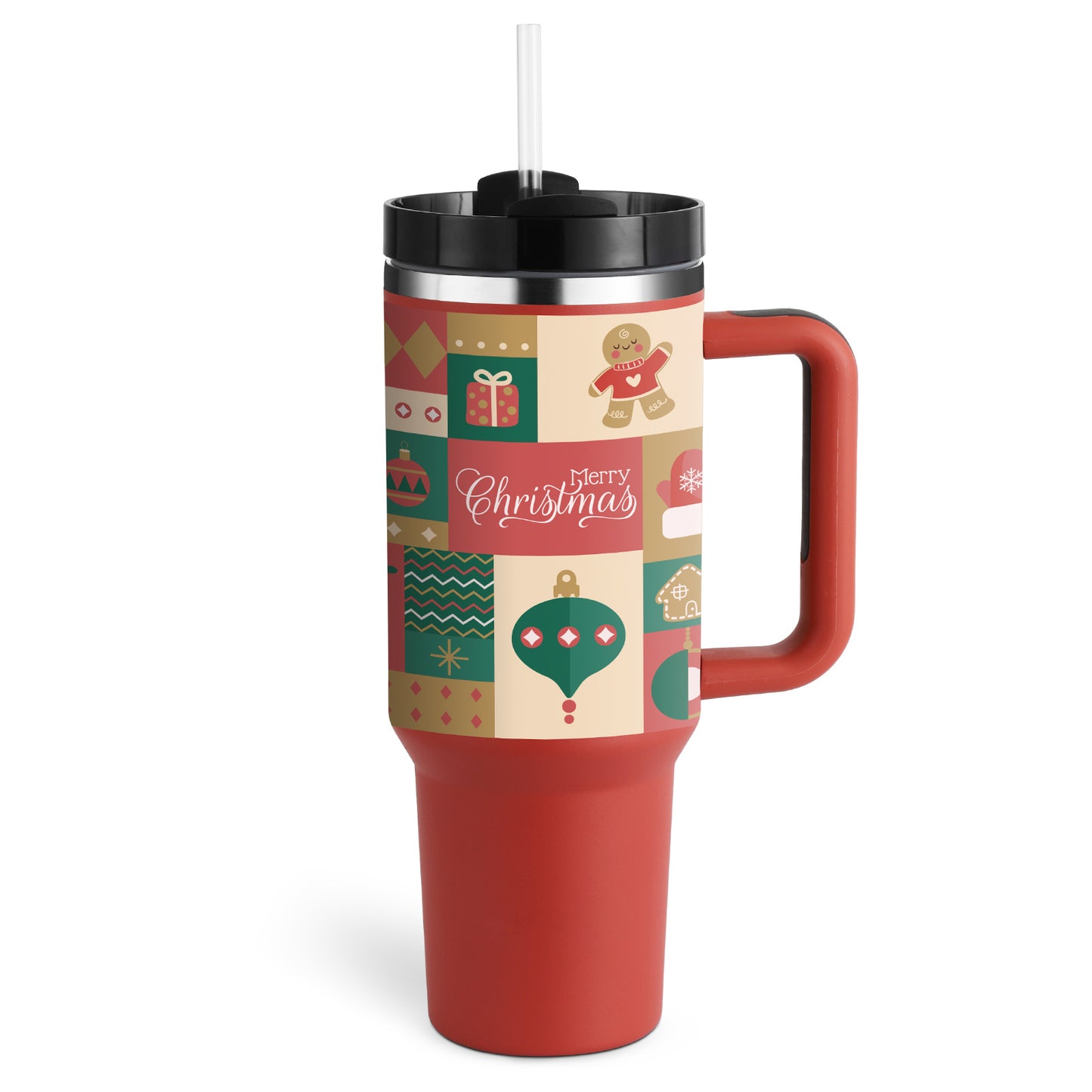 Insulated 40 Oz Tumbler With Handle & Straw