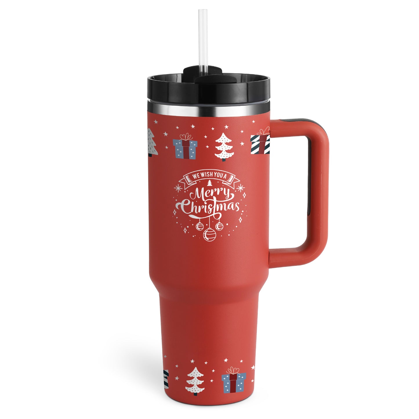 Insulated 40 Oz Tumbler With Handle & Straw