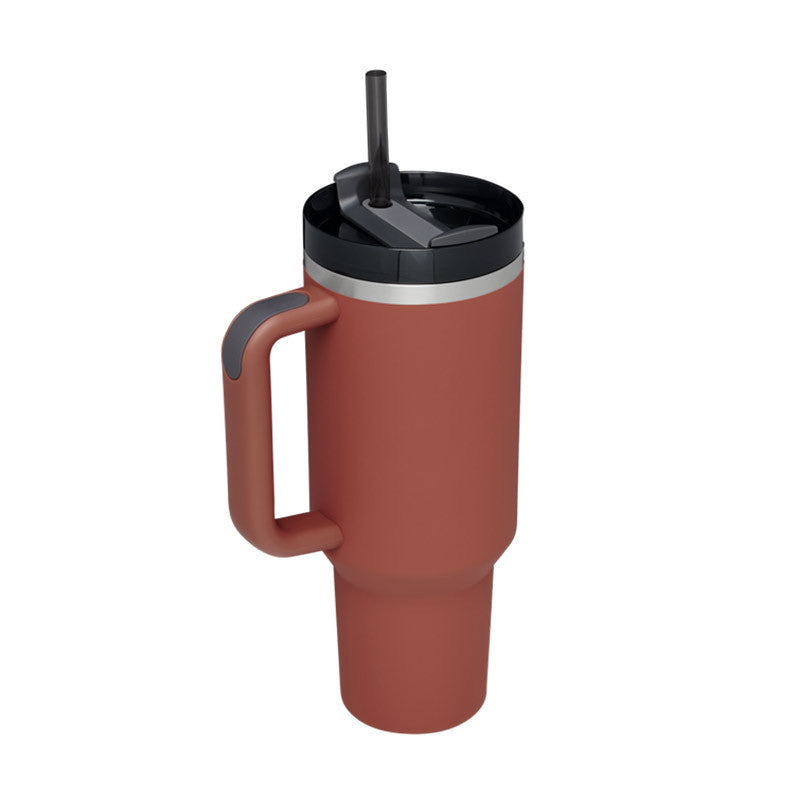 Insulated 40 Oz Tumbler With Handle & Straw