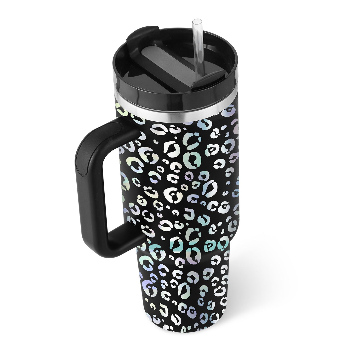 Insulated 40 Oz Tumbler With Handle & Straw