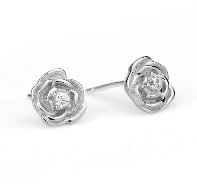 Silver Rose Earrings