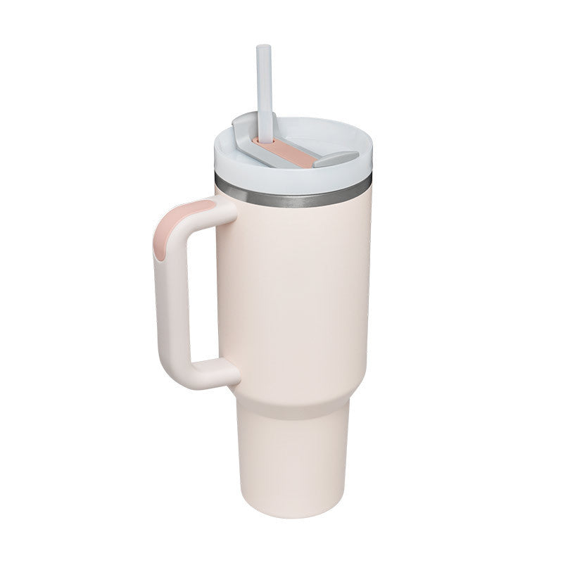 Insulated 40 Oz Tumbler With Handle & Straw