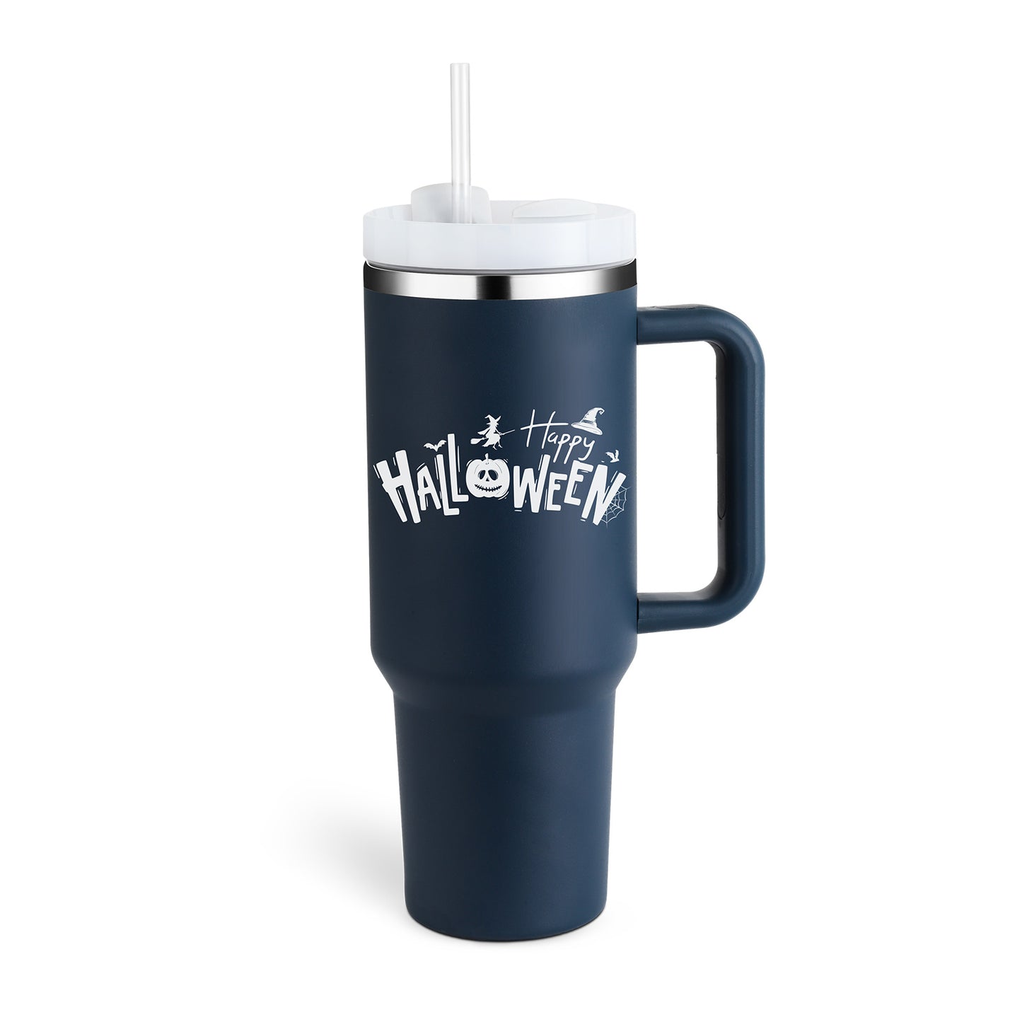 Insulated 40 Oz Tumbler With Handle & Straw