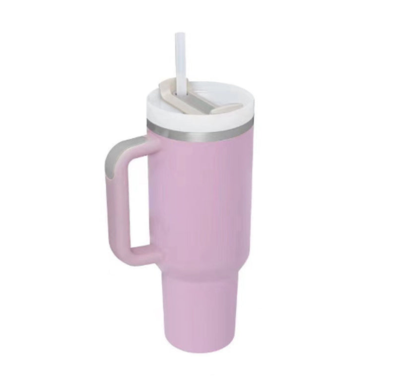 Insulated 40 Oz Tumbler With Handle & Straw