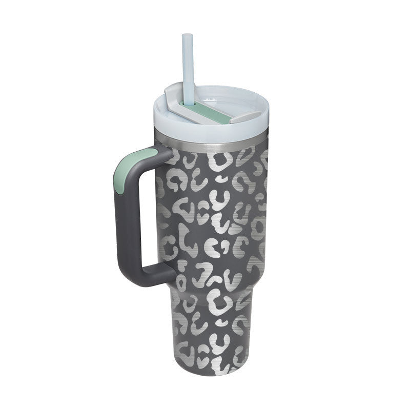 Insulated 40 Oz Tumbler With Handle & Straw