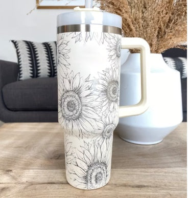 Insulated 40 Oz Tumbler With Handle & Straw